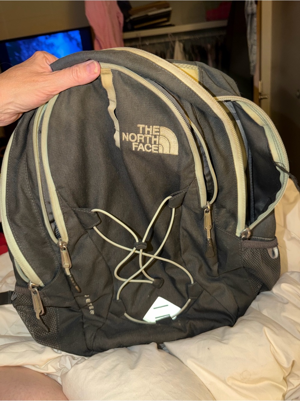 The North Face Black Backpack with Light Gray Accents